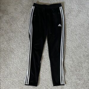 Adidas Women’s Black Joggers with White Stripes
